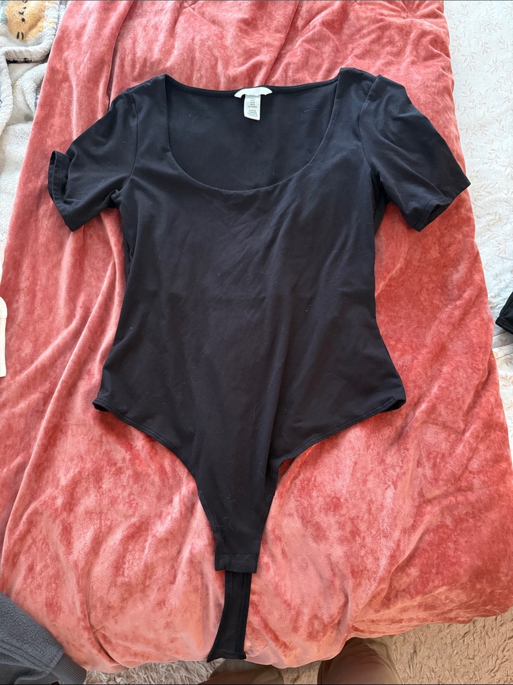 H&M Black Scoop Neck Short Sleeve Bodysuit